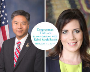 Ted Lieu with Rabbi Sarah Bassim on Gun Violence Prevention @ Temple Emanuel